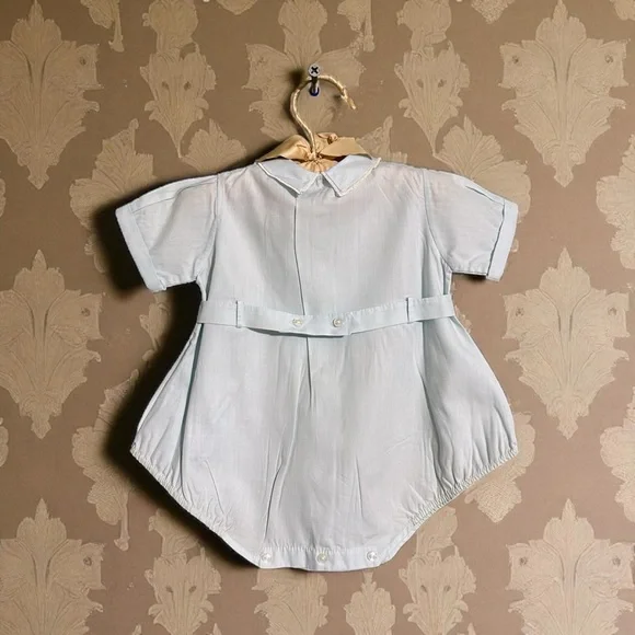 Vintage Feltman Brothers Boys Blue Bubble Suit Embroidered Pin Tucks 1960’s Belt - Picture 7 of 7